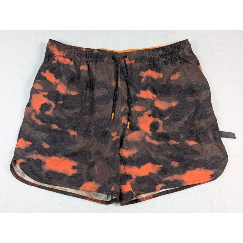 Legends‎ Luka Shorts Mens 2XL Orange Brown Tie Dye Lined Athletic